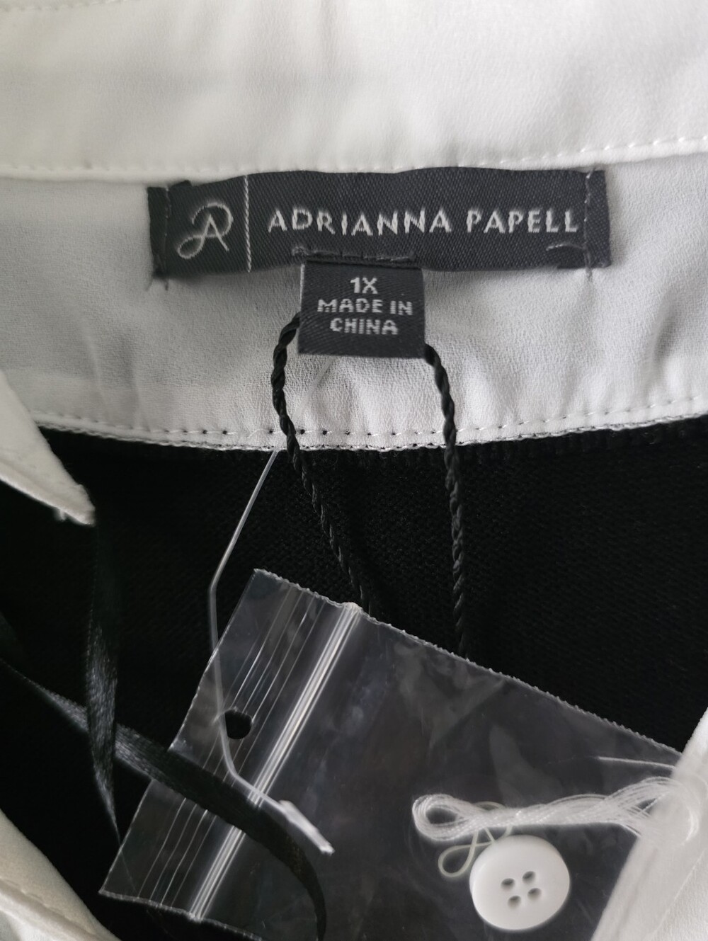 NWT Adrianna Papell Tipped V-Neck Twofer Sweater Black Size 1X - Picture 5 of 10